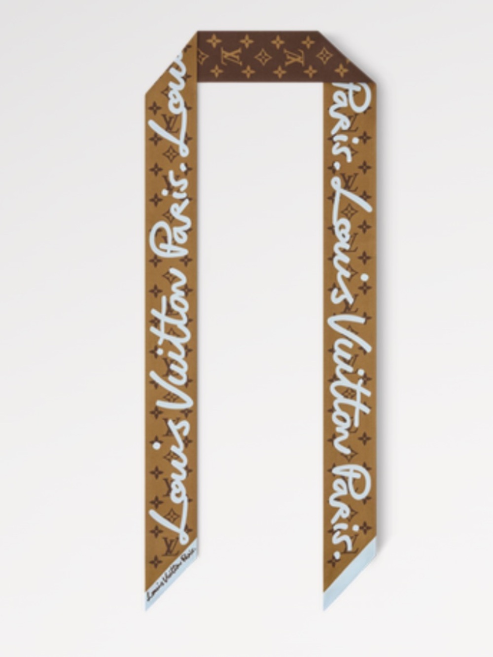 Louis. Vuitton. Script Silver Gray Signature Monogram Bandeau Scarf